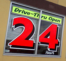 open 24 hours window sign